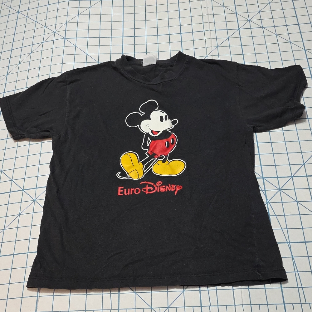 Euro Disney Mickey Mouse Black T-Shirt Youth/Childs Small Vintage 1993